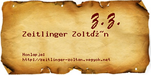 Zeitlinger Zoltán névjegykártya